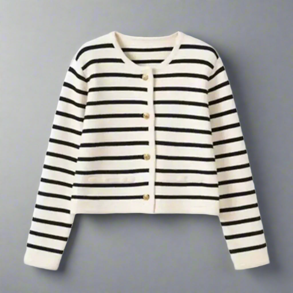 Striped Button Up Cardigan