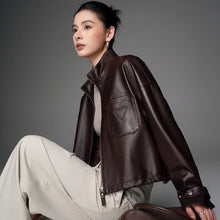 Cargar imagen en el visor de la galería, Leather Cropped Jacket