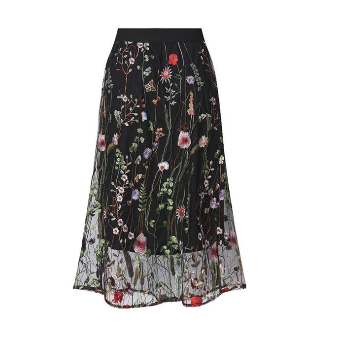 Embroidery Midi Skirt